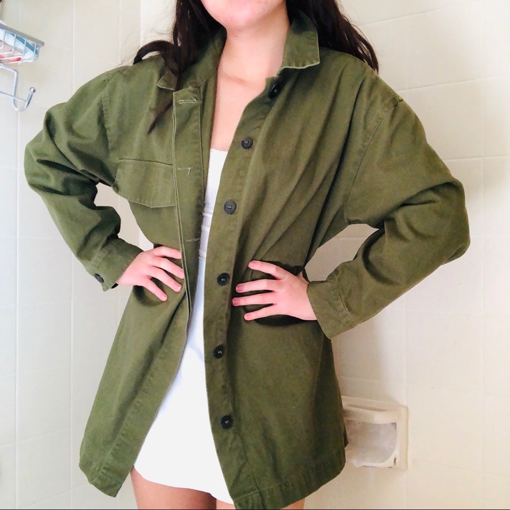 Olive Green Utility Trench Coat